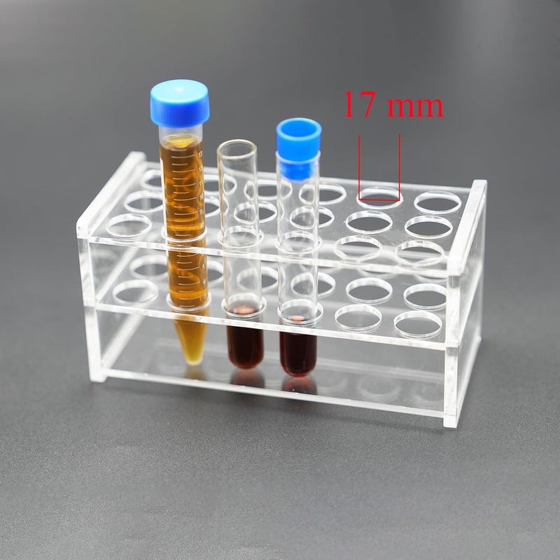 LSVERDE Store 1 pcs Acrylic Test Tube Rack 18 Holes for 10ML/15ML Centrifuge Tubes, Transparent Acrylic Test Holder Racks with Hole Diameter 17 mm - Image 2
